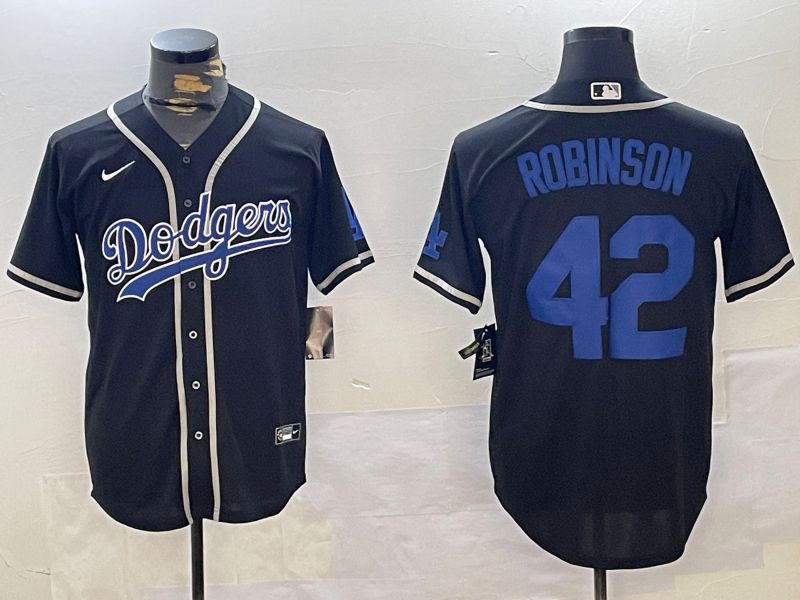 Men Los Angeles Dodgers #42 Robinson Black Game 2024 Nike MLB Jersey style 1121